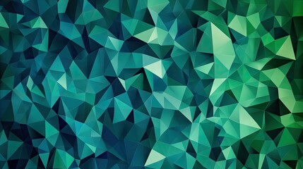Leinwandbilder - Abstract background with a geometric pattern of triangles in varying shades of blue and green. -
