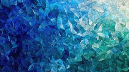 Leinwandbilder - Abstract background with a geometric pattern of triangles in varying shades of blue and green.