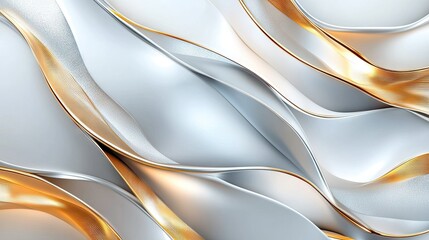 Fototapete - Abstract background with a metallic sheen, featuring overlapping shapes in silver and gold tones.