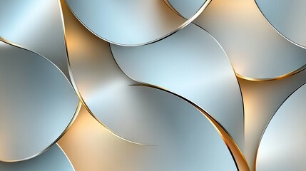 Fototapete - Abstract background with a metallic sheen, featuring overlapping shapes in silver and gold tones.
