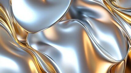 Fototapete - Abstract background with a metallic sheen, featuring overlapping shapes in silver and gold tones.