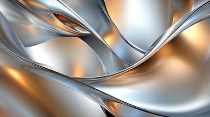 Fototapete - Abstract background with a metallic sheen, featuring overlapping shapes in silver and gold tones.