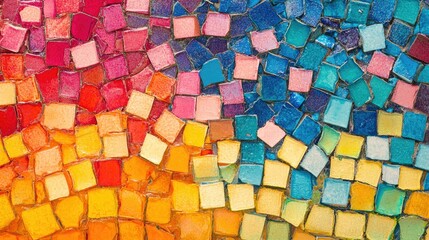 Poster - Abstract background with a mosaic pattern of small, colorful tiles arranged in a random order.