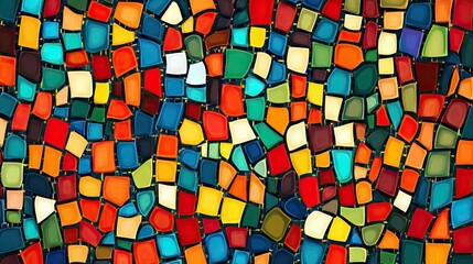 Poster - Abstract background with a mosaic pattern of small, colorful tiles arranged in a random order.