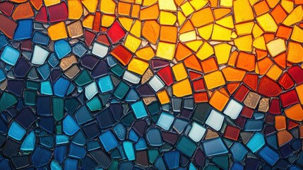 Poster - Abstract background with a mosaic pattern of small, colorful tiles arranged in a random order.