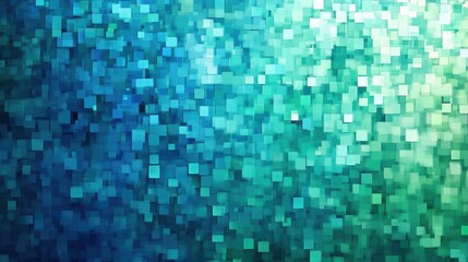 Fototapete - Abstract background with a pixelated effect, featuring small squares in varying shades of blue and green.