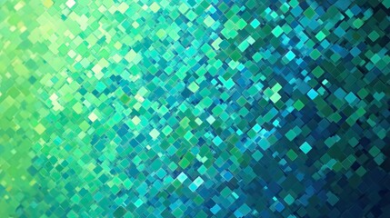 Fototapete - Abstract background with a pixelated effect, featuring small squares in various shades of blue and green. -