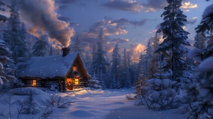 Sticker - Cozy Cabin in a Winter Wonderland