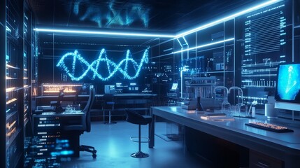 Poster - A cutting-edge biotechnology lab with advanced genetic engineering tools.