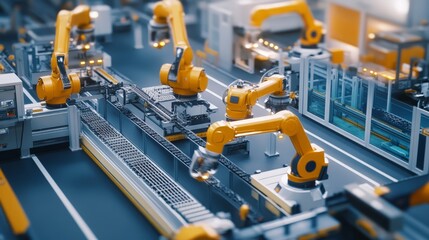 Poster - A factory floor buzzes with activity as workers and machines collaborate to meet production targets.