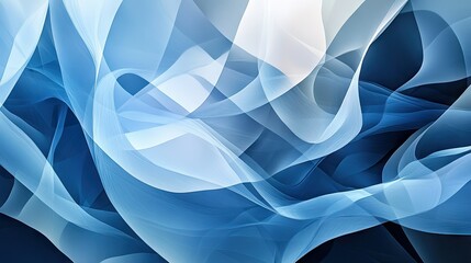 Poster - Abstract background with layers of translucent shapes in cool tones, creating a sense of depth.