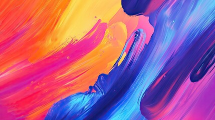 Poster - Abstract background with random brush strokes in vibrant colors, creating a sense of motion.