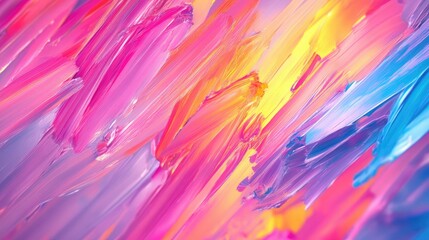 Poster - Abstract background with random brush strokes in vibrant colors, creating a sense of motion.