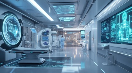 Poster - A futuristic medical facility equipped with advanced technology.