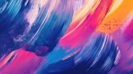 Poster - Abstract background with random brush strokes in vibrant colors, creating a sense of motion. -