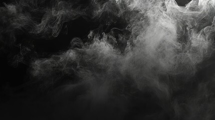 Dark, moody abstract background with swirling clouds of smoke in shades of black and gray.