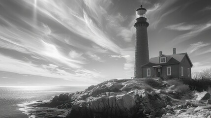 Poster - Lighthouse on a Rocky Coast