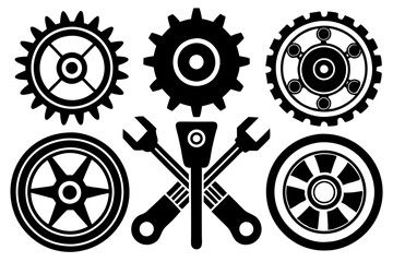 Wall Mural - set of gear wheels, set of gear icon vector set, clockwork illustration