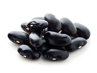 Wall Mural - Closeup of Fresh Organic Black Beans on Clean White Background