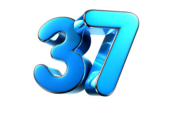 Blue number 37 3d illustration. Advertising signs. Product design. Product sales