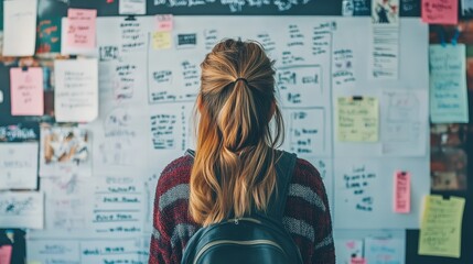 Poster - Create an image of a student updating their to-do list on a whiteboard, mapping out their semester goals and assignments,
