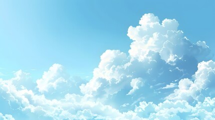 Sky with Clouds: A tranquil sky background with fluffy white clouds, creating an airy and light atmosphere for outdoor products. 
