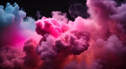 Wall Mural - colorful clouds smoke effect flowing with turbulences and speed cloud collision isolated on black ba