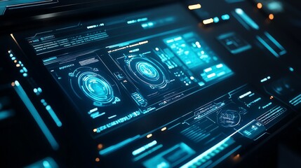 Poster - sleek digital control panel with interactive touchscreens, virtual reality integration,