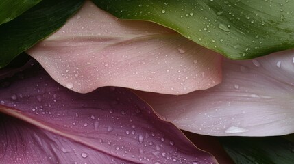 Aufkleber - Morning Dew on Colorful Leaves - Abstract Nature with Geometric Shapes and Natural Elements