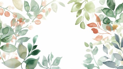 Wall Mural - Watercolor_painted_floral_frame_on_white_background