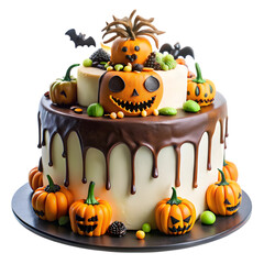 creepy halloween cake isolated on transparent background