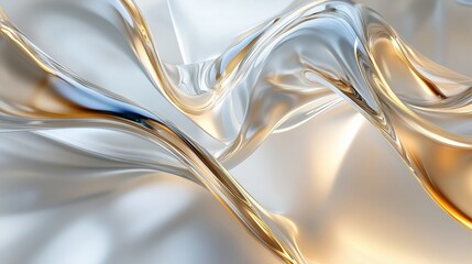 Poster - Swirling transparent fabric with golden accents illuminated by soft light in an artistic composition