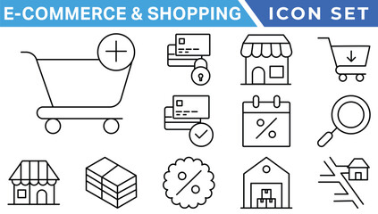 Poster - Shopping icons set. E-commerce icon collection. Online shopping thin line icons. Shop icons vector