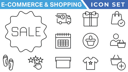 Poster - Shopping icons set. E-commerce icon collection. Online shopping thin line icons. Shop icons vector