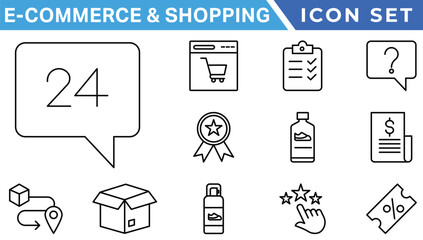Poster - Shopping icons set. E-commerce icon collection. Online shopping thin line icons. Shop icons vector