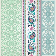 Wall Mural - wedding card design, traditional paisley floral pattern , royal India	