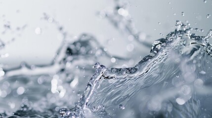 Poster - Close-up of water splashing against a white background, high-speed capture, crisp details, Close-up photo with clean background