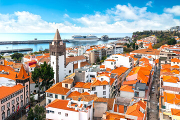 Wall Mural - Panoramic view of the capital of Madeira island Funchal, Portugal 