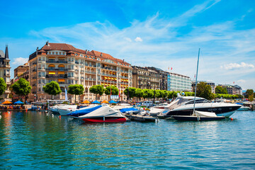 Canvas Print - Geneva panoramic view in Switzerland