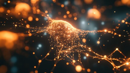 Poster - Glowing neural connections forming geometric shapes, representing perception and intelligence in minimal 3D style
