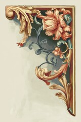 Wall Mural - Ornate Floral Corner Decoration with Intricate Detailing