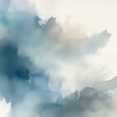 Wall Mural - soft, abstract watercolor painting featuring shades of blue, gray, and white, creating a soothing an
