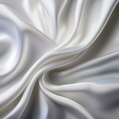 Wall Mural - Close-up of smooth, flowing white silk fabric with soft folds and a glossy sheen, ideal for luxury and elegant designs.