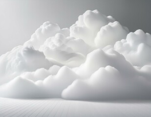 Wall Mural - abstract representation of fluffy white clouds arranged in a minimalist room, creating a serene and 