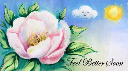 Sticker - Flower Illustration with Clouds and Sun – Feel Better Soon