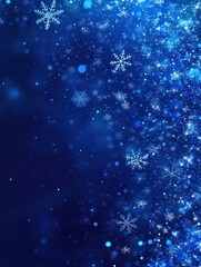 Wall Mural - blue christmas background with snowflakes, stars and empty space. copy space for your text. merry xm