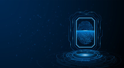 Fototapete - Abstract technology circuit board background. Fingerprint scanning cybersecurity concept. modern technology innovation concept background	