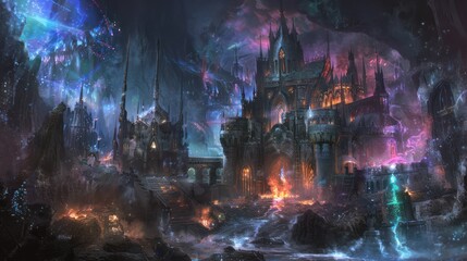 Poster - Mystical Castle Under a Starry Sky