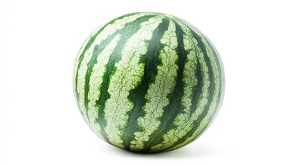 Canvas Print - A whole watermelon with a striped green skin, ready for consumption or decoration.