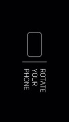animation of a smartphone screen rotating from horizontal to vertical orientation.